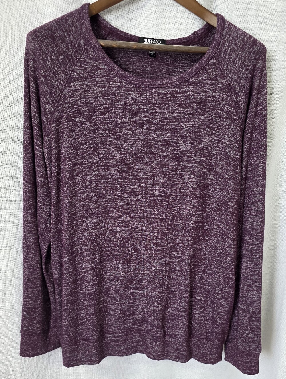 Buffalo David Bitton Burgundy Heather Long Sleeve Cozycore Top L